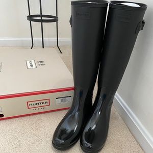 Hunter Refined Tall Gloss Duo Boot Size 9
